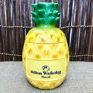 Vintage Tiki Mug Hilton Waikoloa Resort Hawaii Plastic Pineapple Piggy Bank